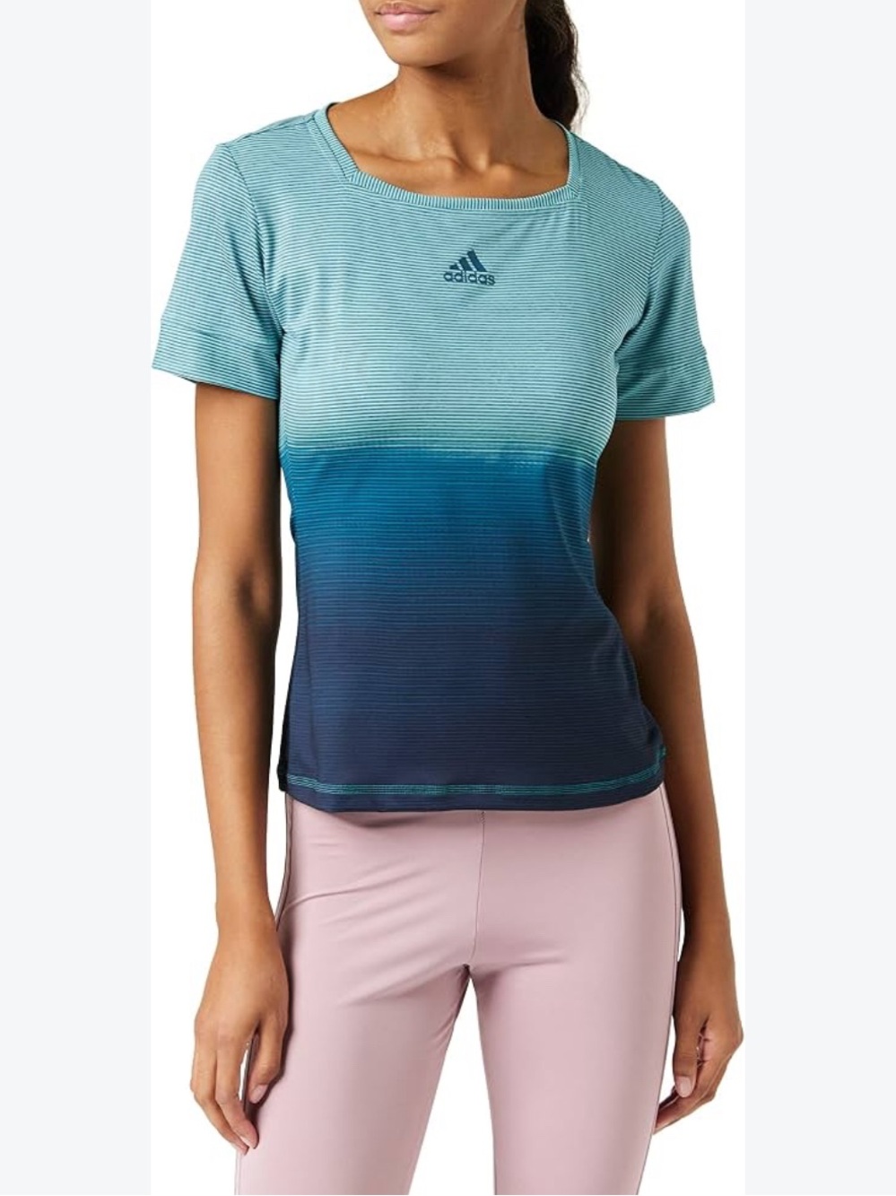 adidas Women’s Teal to Navy Ombre Short Sleeve Tee